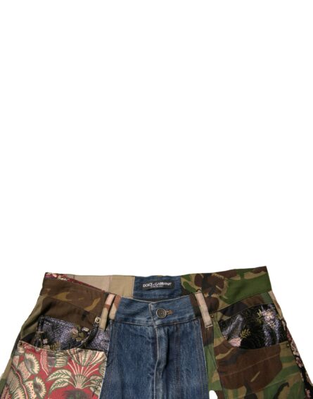 Blue Patchwork Cotton Straight Denim Jeans - Image 5