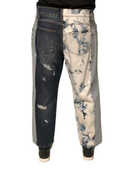 Multicolor Patchwork Cotton Straight Men Denim Jeans - Image 4