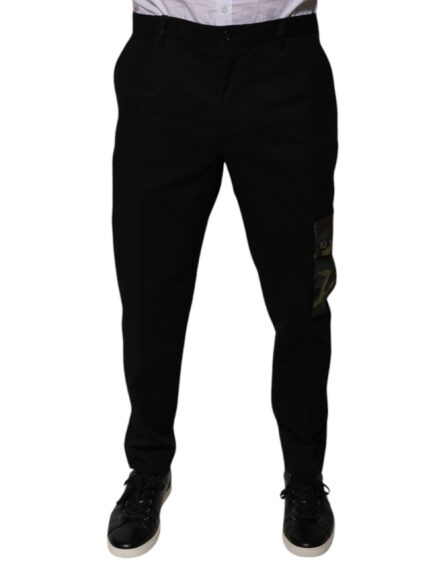 Black Cotton Men Cargo Casual Pants - Image 2