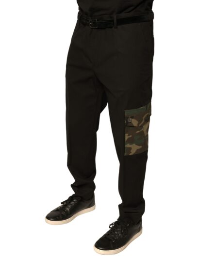 Black Cotton Men Cargo Casual Pants - Image 6