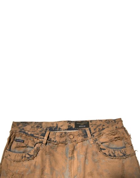 Brown Tattered Cotton Skinny Denim Jeans - Image 5