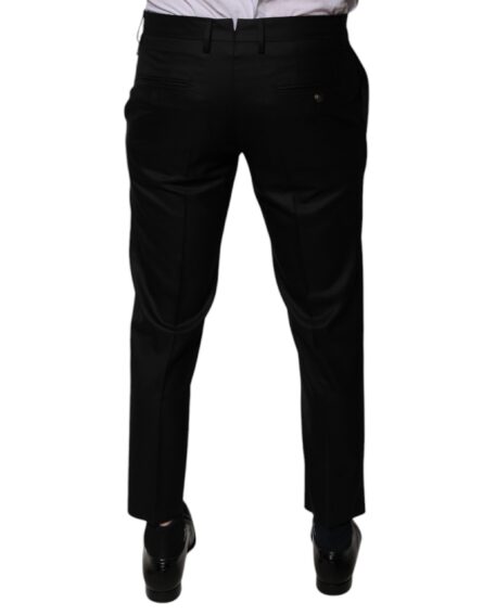 Black Wool Tapered Formal Dress Pants - Image 4