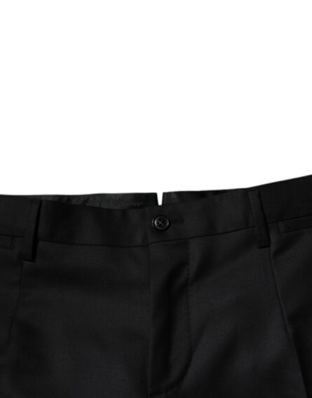 Black Wool Tapered Formal Dress Pants - Image 5