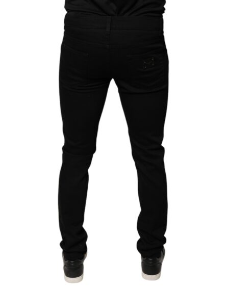 Black DG Crown Logo Cotton Skinny Denim Jeans - Image 4