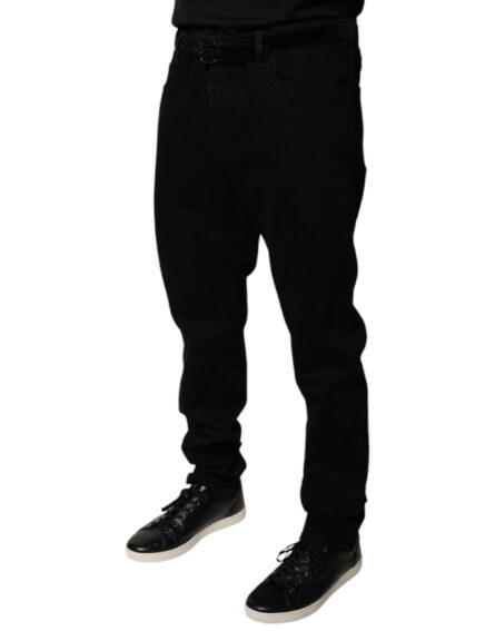 Black Logo Cotton Stretch Skinny Denim Jeans - Image 3