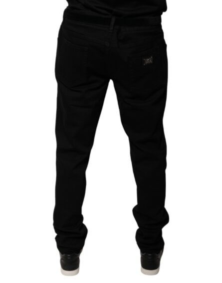 Black Logo Cotton Stretch Skinny Denim Jeans - Image 4