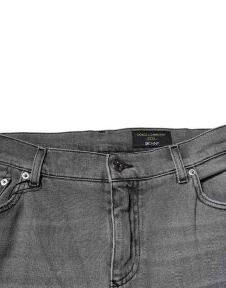 Gray Graphic Print Cotton Skinny Denim Jeans - Image 5