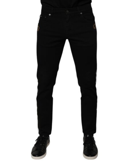 Black Crown White Lining Skinny Denim Jeans - Image 2