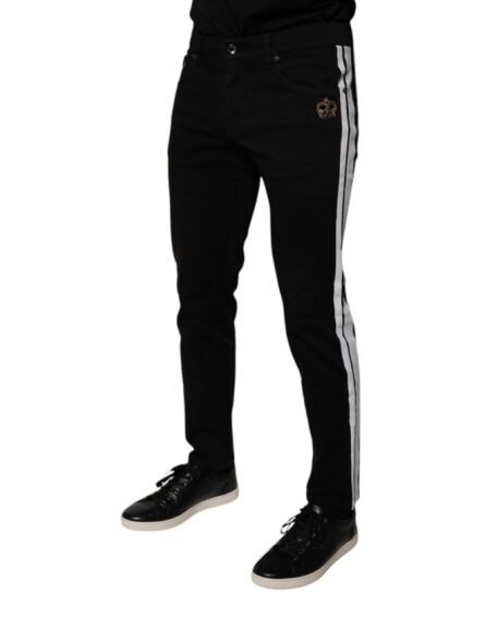Black Crown White Lining Skinny Denim Jeans - Image 3