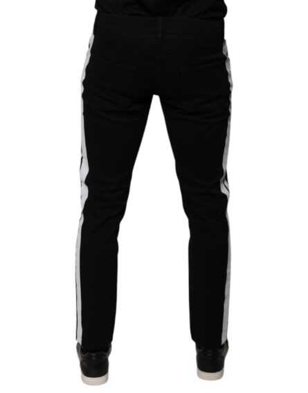 Black Crown White Lining Skinny Denim Jeans - Image 4