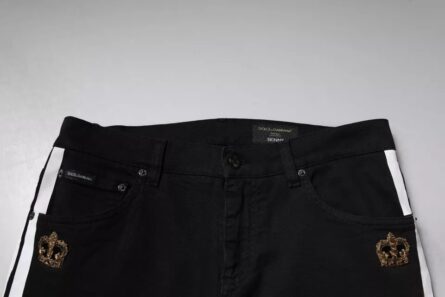 Black Crown White Lining Skinny Denim Jeans - Image 5