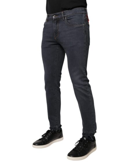 Dark Gray Cotton Skinny Denim Jeans - Image 3