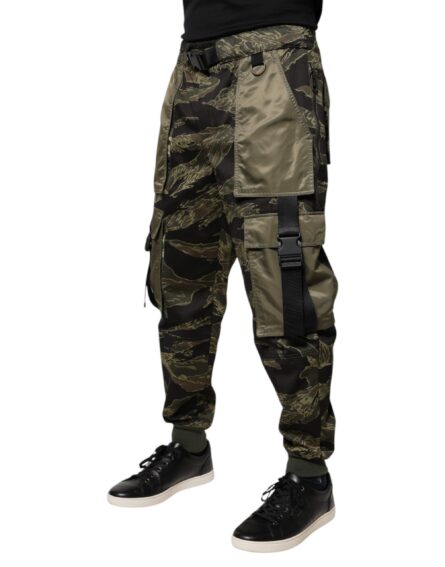 Green Cotton Jogger Cargo Pants - Image 3