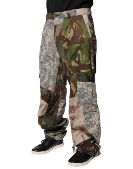 Multicolor Patchwork Camouflage Cargo Pants - Image 3