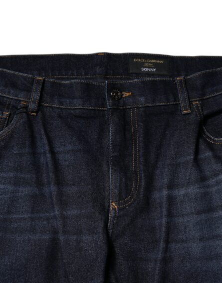 Dark Blue Cotton Skinny Denim Jeans - Image 5