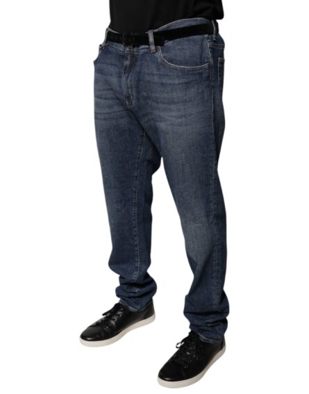 Dark Blue Cotton Logo Skinny Denim Jeans - Image 3
