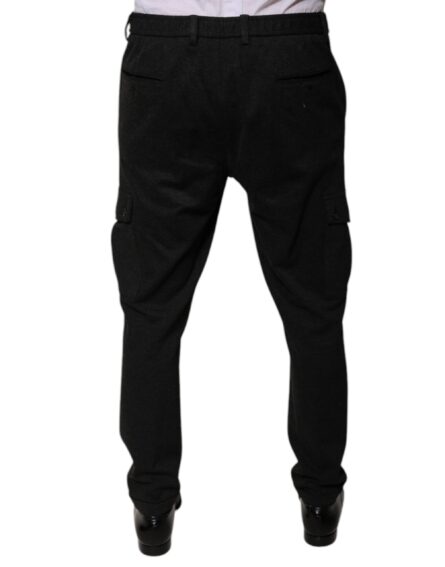 Black Viscose Cargo Men Casual Pants - Image 4