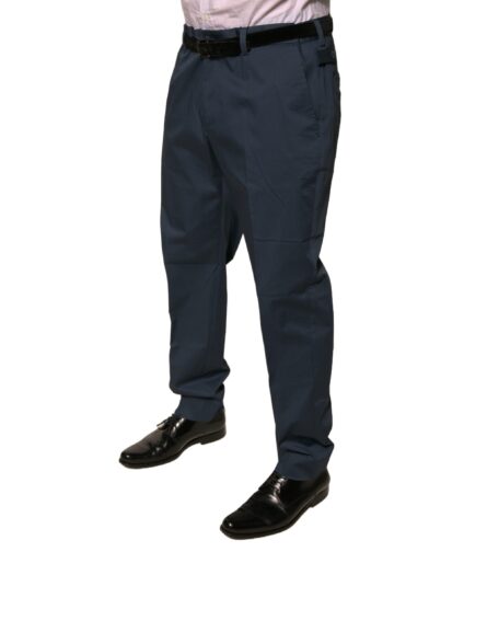 Dark Blue Cotton Stretch Skinny Men Dress Pants - Image 3