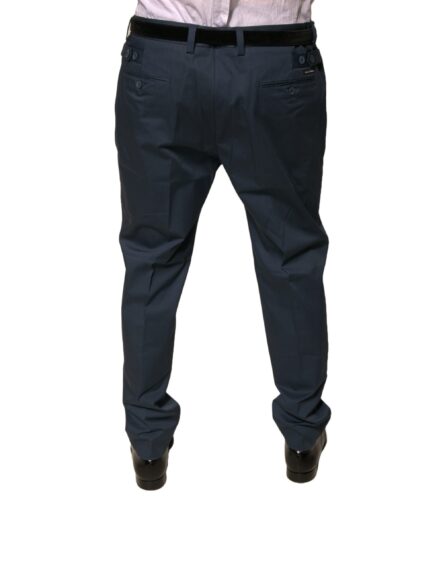 Dark Blue Cotton Stretch Skinny Men Dress Pants - Image 4