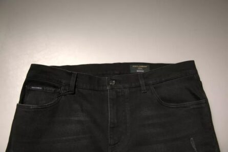 Black Ripped Logo Cotton Skinny Denim Jeans - Image 5