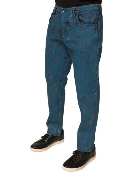 Blue Logo Cotton Stretch Skinny Denim Jeans - Image 3