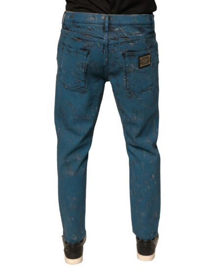 Blue Logo Cotton Stretch Skinny Denim Jeans - Image 4