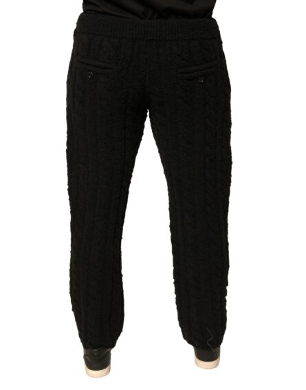 Black Wool Knitted Skinny Pants - Image 4