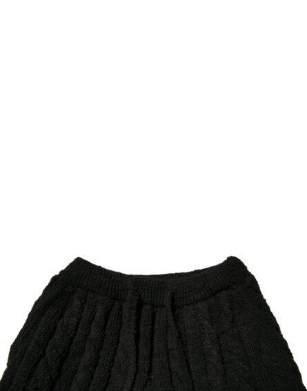 Black Wool Knitted Skinny Pants - Image 5