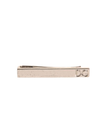 Silver Tone Brass Logo Branded Tie Clip Bar - Image 2