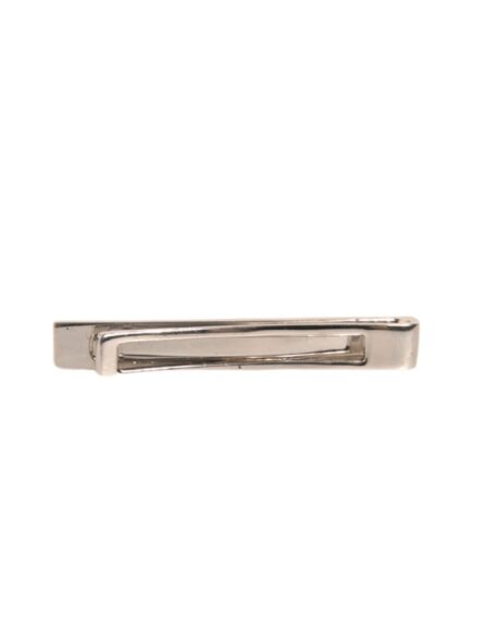 Silver Tone Brass Logo Branded Tie Clip Bar - Image 4