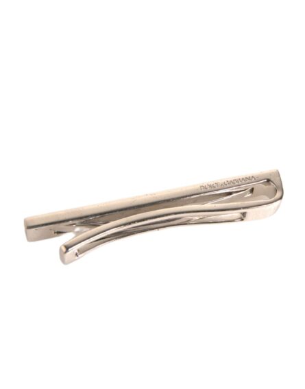 Silver Tone Brass Logo Branded Tie Clip Bar - Image 6