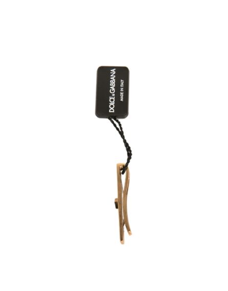 Gold Tone Brass Crystal Branded Tie Clip Bar - Image 3