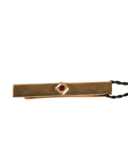 Gold Tone Brass Crystal Branded Tie Clip Bar - Image 6
