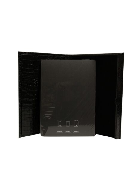 Elegant Black Leather Logo Plaque Holder Catalogue Case - Image 6