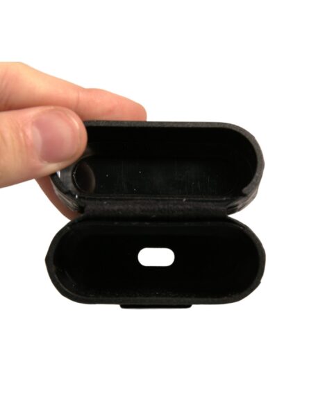 Black Leather Metal Logo Plaque Holder Airpods Case - Image 6