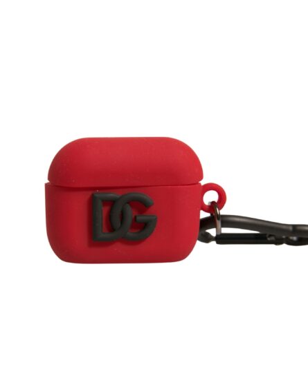 Red Silicone Rubber Logo Embossed Airpods Case - Image 3
