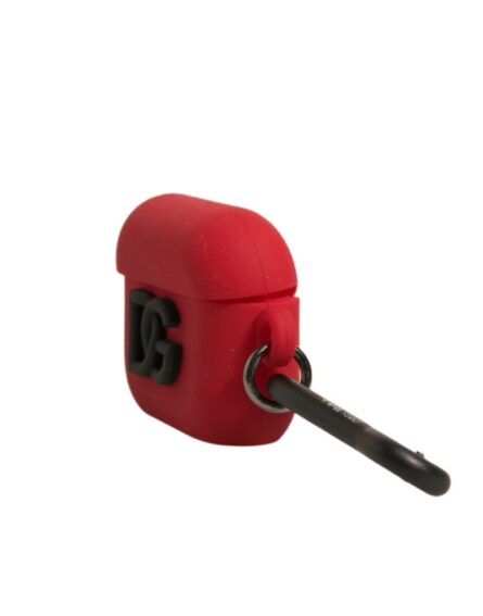 Red Silicone Rubber Logo Embossed Airpods Case - Image 4