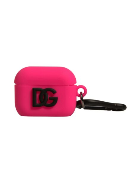Pink Silicone Rubber Logo Embossed Airpods Case - Image 2