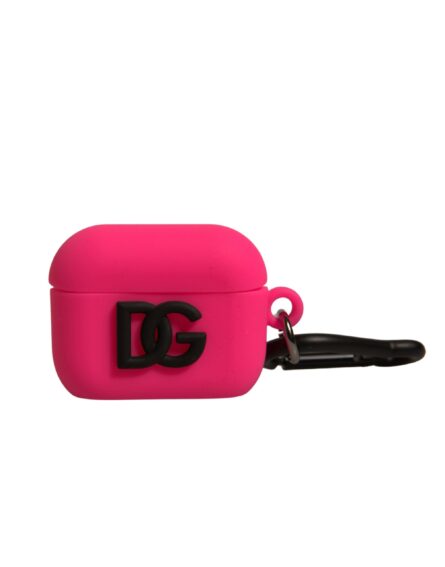 Pink Silicone Rubber Logo Embossed Airpods Case - Image 3