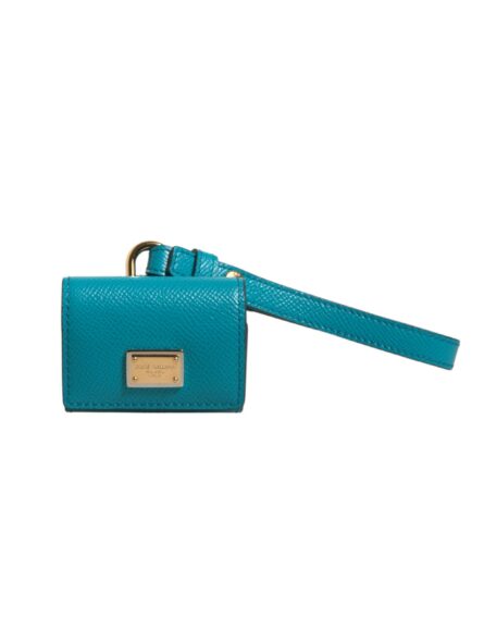 Green Logo Plaque Leather Gold Metal Strap Airpods Case - Image 2