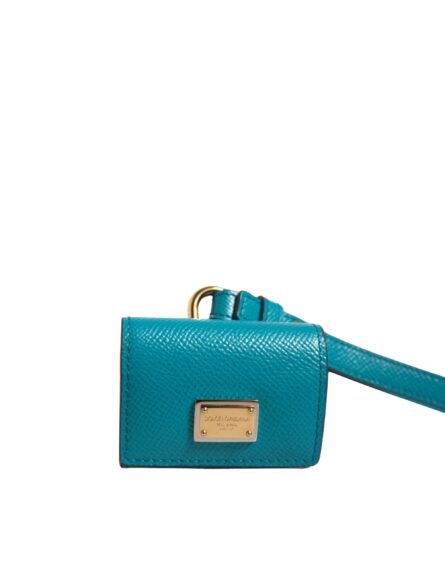 Green Logo Plaque Leather Gold Metal Strap Airpods Case - Image 3