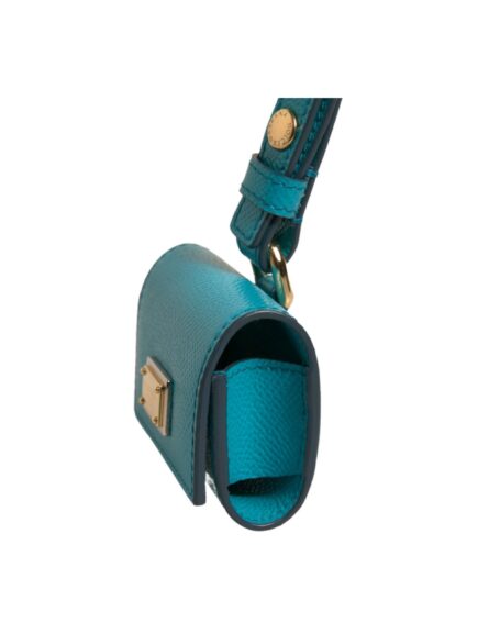 Green Logo Plaque Leather Gold Metal Strap Airpods Case - Image 4