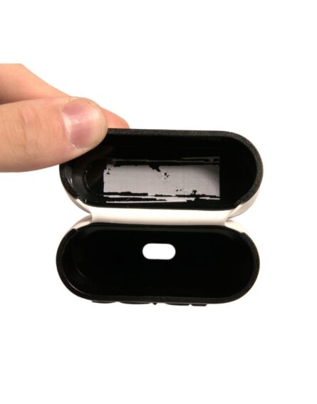 White PVC Embossed Logo Plaque Holder Airpods Case - Image 5