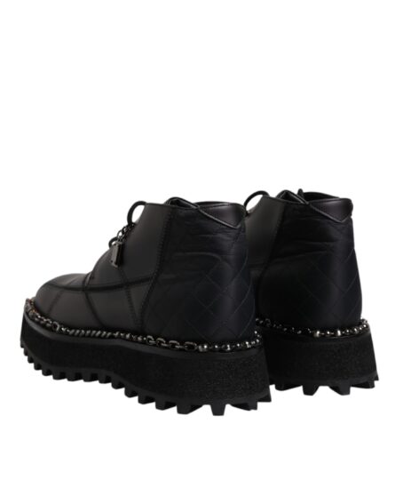 Black Leather Lace Up Ankle Boots Shoes - Image 4
