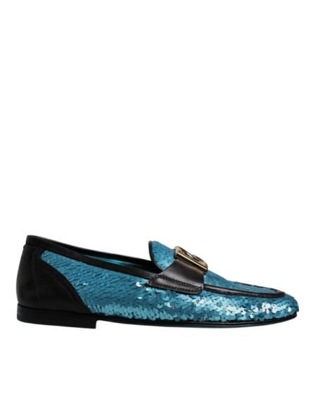 Blue Sequined Loafers Formal Dress Shoes - Image 5