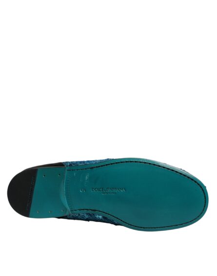 Blue Sequined Loafers Formal Dress Shoes - Image 7
