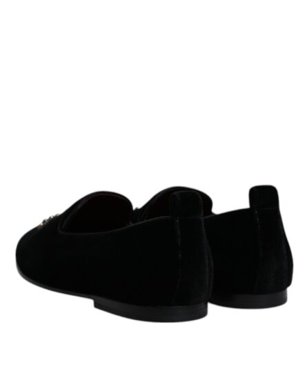 Black Velvet Crystal Crown Loafers Formal Dress Shoes - Image 4