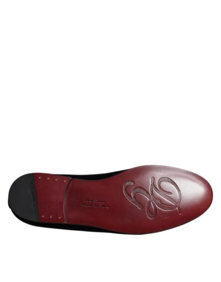 Black Velvet Crystal Crown Loafers Formal Dress Shoes - Image 8