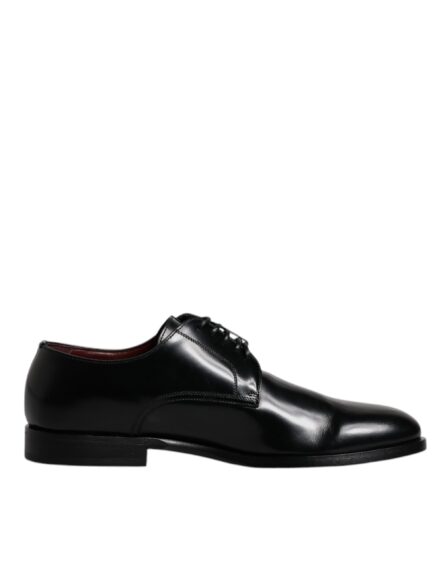 Black Calfskin Leather Derby Lace Up Formal Dress Shoes - Image 6
