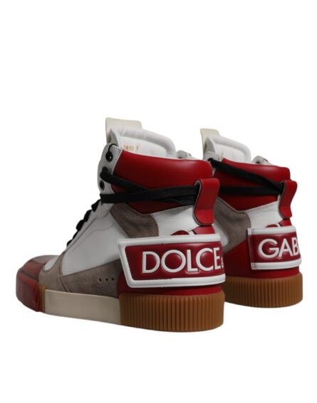 Multicolor Leather High Top Sneakers Shoes - Image 3